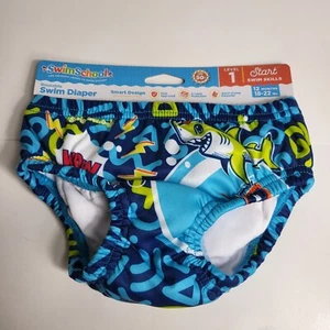 Pañal de baño reutilizable Swimschool UPF 50 nivel 1 18-22 libras 12M tiburones pulpo azul - Imagen 1 de 12