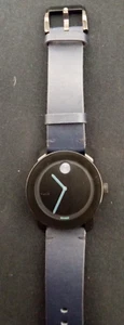 Movado Bold TR90  Black Stainless Steel Case with Black Leather Strap Men's - Picture 1 of 15