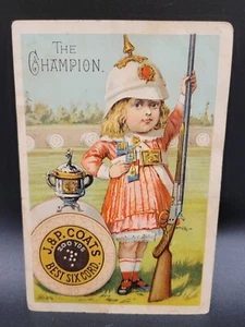 Antique Victorian J&P Coats Trade Card Thread The Champion - Picture 1 of 6