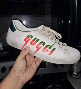 Gucci Ace Blade Distressed Casual Men's 8.5 Sneaker Leather - $790 retail! - Picture 1 of 24