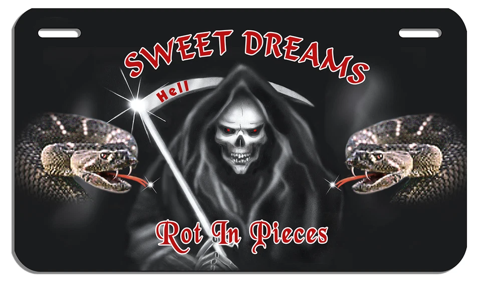 Grim Reaper Rattlesnakes Motorcycle License Plate Personalize 4" x 7" Rattlers  - Image 1 of 1