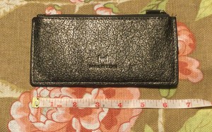 Halston Non Leather Credit Card Holder Brown Metallic Good Used  Not Leather