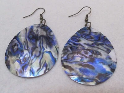 Окрашенная раковина перламутр Periwinkle капли бронзового тона подвеской серьги 2-5/8 - Изображение 1 из 4