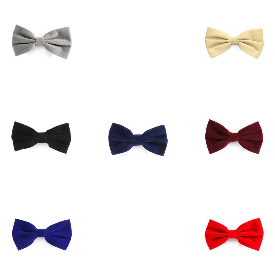 Men's Faux-Velvet Pre-Tied Plain Bow Tie Luxurious Elegance for Every Occasion. - Image 1 of 1