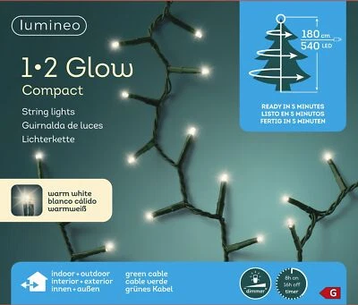Lumineo Lichterkette 1-2 Glow Compact 540 LED 1,8 m warm weiß, grünes Kabel - Bild 1 von 4