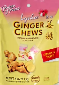 Prince of Peace Ginger Chews with Lychee 100 % Natural 4 ounce bag - Picture 1 of 9