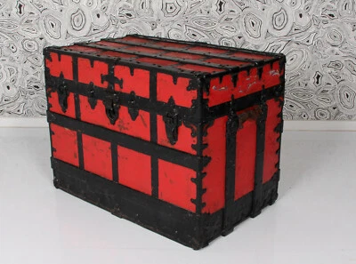 antiker Überseekoffer TAYLOR Steamer TRUNK CHICAGO NEW YORK Kiste Truhe  - Bild 1 von 4