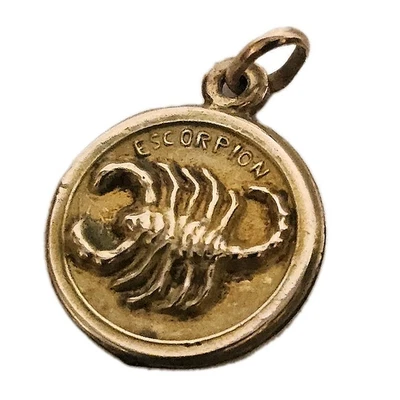 VTG 10k (Acid Tested) Scorpion 1 cm Round Pendant Spanish NO CHAIN INCLUDED - Image 1 of 4