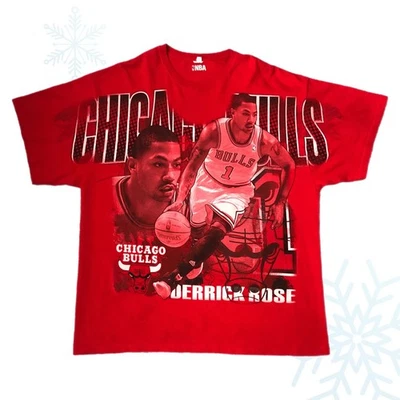 Camiseta de baloncesto NBA Chicago Bulls Derrick Rose estampado XL roja Foto 1 de 4