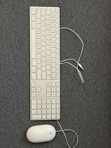 Teclado con cable USB de aluminio blanco Apple A1243 y mouse con cable Apple A1152 - Imagen 1 de 7