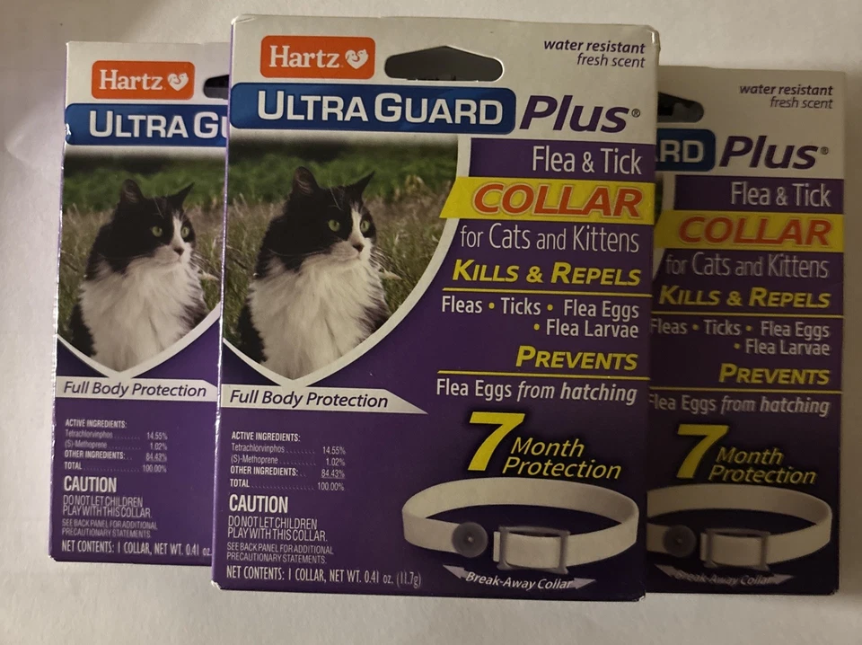 Hartz Ultra Guard Plus 跳蚤蜱项圈猫和小猫 3 件装 — 第 1/1 张图片