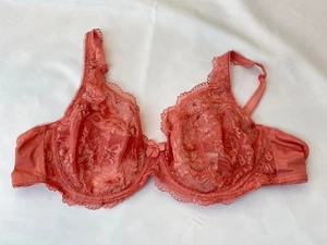 BNWT Pretty Secrets Dark Coral Pink Lace Underwired Bra Size 44 B - Picture 1 of 8