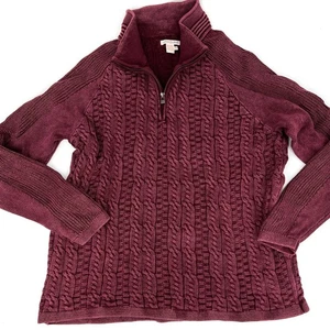 Men's Carbon 2 Cobalt Cableknit 1/4 Zip up Sweater Size XL Burgundy - Picture 1 of 6