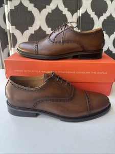 Zapato Oxford de becerro Martin Dingman Cambridge para hombre 8 cuero chocolate 300191M - Imagen 1 de 10