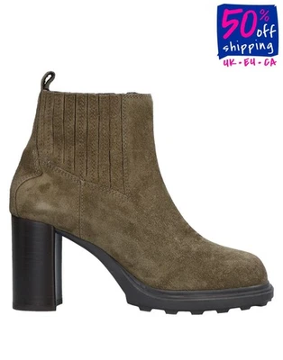 PVP €160 GEOX RESPIRA Botines de Cuero US10.5 UK7.5 EU41 Verde Tacón Cuadrado Foto 1 de 4