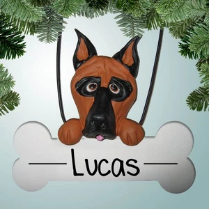 Great Dane Dog on Bone - New Puppy - Pet - Personalized Ornament - Picture 1 of 1