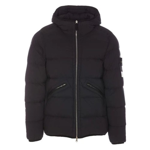 Stone Island Stone 24FW Emblema Tunnel Senza Cuciture Giacca Imbottita con Cappuccio Nero