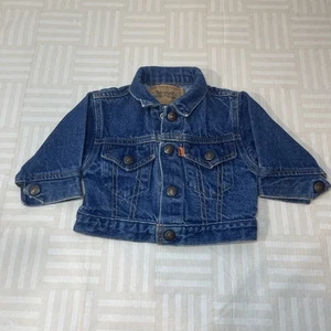 Vintage 80s Kids Orange Tag LITTLE LEVIS Denim Jacket Sz 9mo - Picture 1 of 7