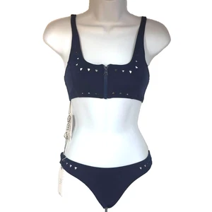 Traje de baño bikinis Revolve Gigi C talla pequeña azul cremallera frontal detalle corte láser nuevo - Imagen 1 de 13