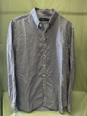 Polo Ralph Lauren Mens 17.5-36/37 Long Sleeve Button Down Dress Shirt Blue Check - Image 1 of 4