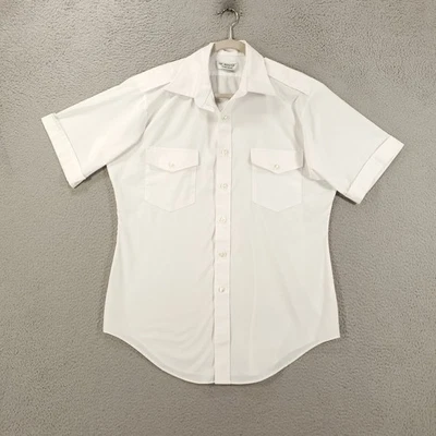 The Aviator Van Heusen Shirt Mens 16 White Wrinkle Free Button Up Pilot Uniform - Image 1 of 4