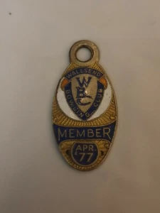 Wallsend Bowling Club april 77 enamel Rare Specific membership no. #741 key fob - Picture 1 of 2