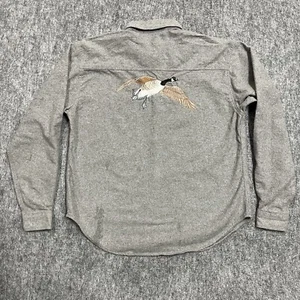 Vtg Woolrich Button Down Shirt Mens XL Gray Flannel Embroidered Goose Bird USA - Picture 1 of 14