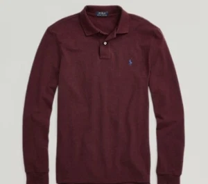 New Polo Ralph Lauren Mesh Long Sleeve Polo Shirt Mens 5XB Maroon Rugby Preppy - Picture 1 of 7