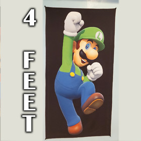 Luigi game room banner 2x4 foot tapestry wall flag NES Super Mario Bros gift