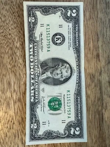 2 DOLLAR BILL 2003 SERIES *A* Collectable Bill K 11513759 A (RARE) - Picture 1 of 2