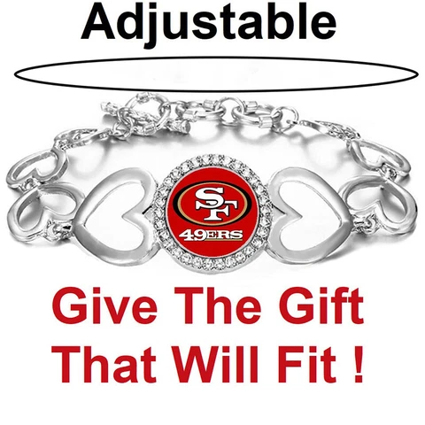 San Francisco 49ers Womens Silver Heart Link Bracelet Jewelry Gift w GiftPkg D27 Cover