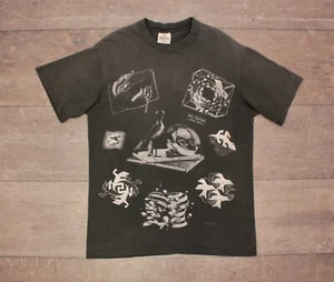 Men's VTG 1990s MC Escher Andazia TShirt Sz M-L 90s Grey AOP T-shirt - Picture 1 of 8