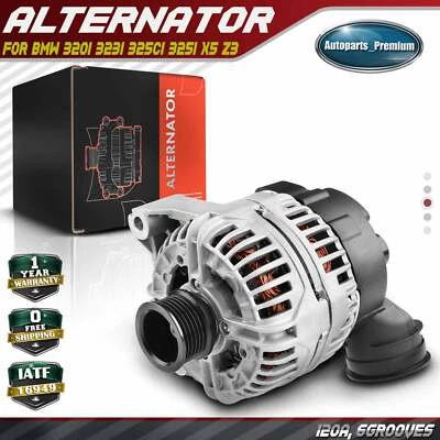Alternator for BMW 320i 323Ci 323i 325Ci 325i X5 Z3 120A 12V CW 6-Groove Pulley - Image 1 of 4