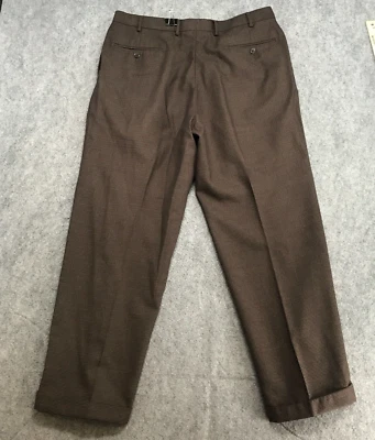 Pantalones Nautica Para Hombre Talla 36 x 30 Marrón Negro Estampado Puños Dobladillo Pantalones Botón Pestaña Foto 1 de 4