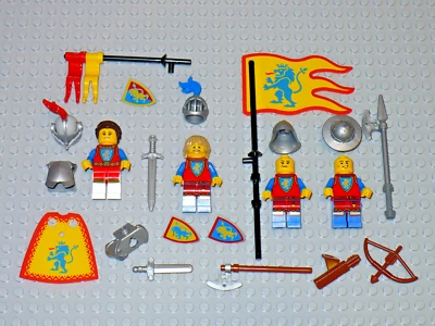 LEGO Castle Lion Knight HERO Figure Cape armor Banner Flag shield Army bow 10305 - Image 1 of 2