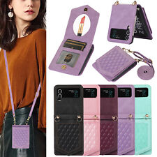 Mirror with tape rope mobile phone case bag protective cases for Samsung Z flip 5 / 4 / 3
