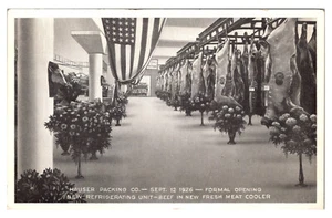 LOS ANGELES CALIFORNIA HAUSER PACKING COMPANY BEEF PATRIOTIC OLD POSTCARD - Picture 1 of 2