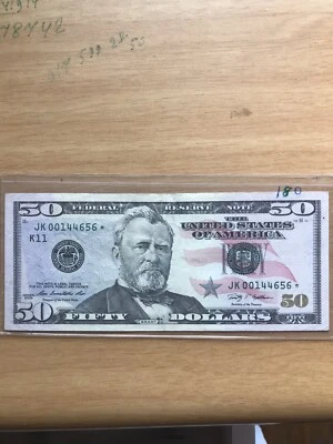 $50 Bill *star Note* 2009, Rare Good Condition - Image 1 of 3