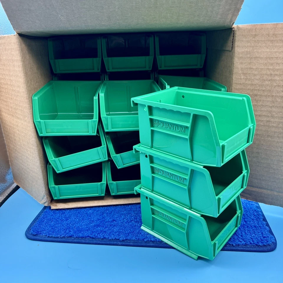 24x Quantum Storage Stack n Hang Bin 5.37" x 4.12" x 3" - Green - Image 1 of 3