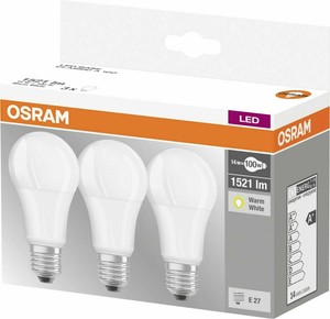 3er Pack OSRAM LED EEK A+  E27 Glühbirne 1521 lm /2700K  14 W = 100 W Warmweiß