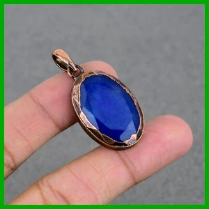 Memorial Day Deal Blue Saphire Gemstone Copper New Electroformed Pendant Jewelry - Picture 1 of 6
