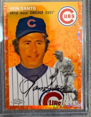 2023 TOPPS CHROME PLATINUM RON SANTO ORANGE TOILE REFRACTOR /25! CUBS CHICAGO - Image 1 of 2