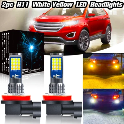 Switchback White Yellow H11 H16 LED Fog Light Bulbs for Toyota Tacoma 2012-2023 - Image 1 of 4