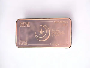 Barra de lingotes de cobre fino .995 de 10 oz - lingote de cobre puro - luna creciente y estrella - Imagen 1 de 3
