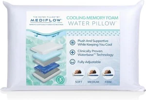 Mediflow Cooling Gel Memory Foam Water Pillow Adjustable Pillow Neck Pain Relief - Picture 1 of 7