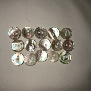 Vintage shell buttons set of similar small buttons 2 hole blouse shirt craft - Picture 1 of 3