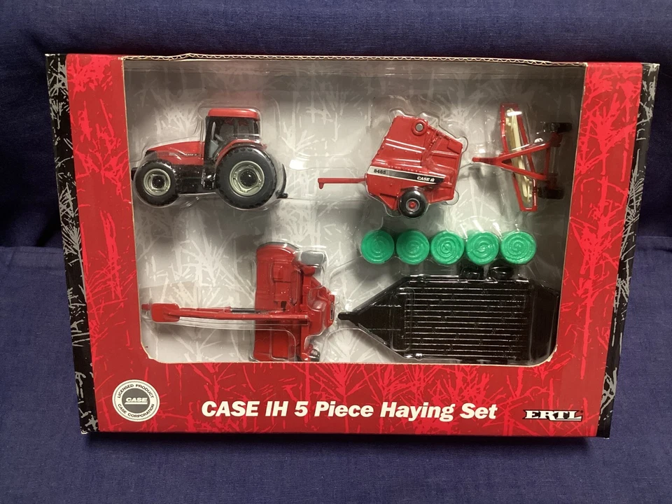 1/64 Case Ih 5 Piece Haying Set Tractor, Mower, Baler, Rake, Wagon - Image 1 of 2