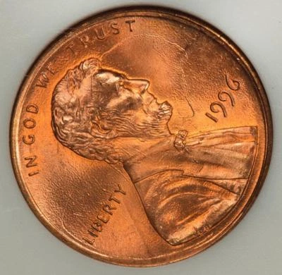 1996 ANACS MS63RD Rotated Double Struck Double Date Lincoln Cent Mint Error - Image 1 of 4