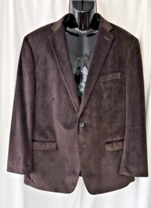 Calvin Klein Mens Two Button Brown Blazer Velvet Sport Coat Jacket Size 44R - Picture 1 of 14