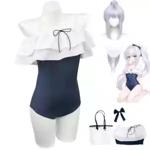 Tsukiyuki Miyako Blue Archive Cosplay Costume Wig Halo Miyako Swimsuit Beach Bag - Picture 1 of 17